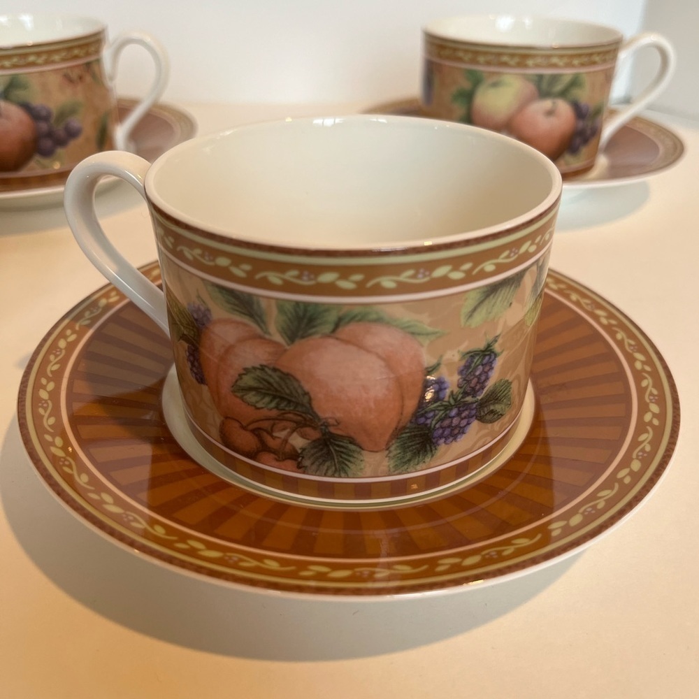 Fitz and Floyd Classic Choices - Tuscany Pattern Cups and Saucers